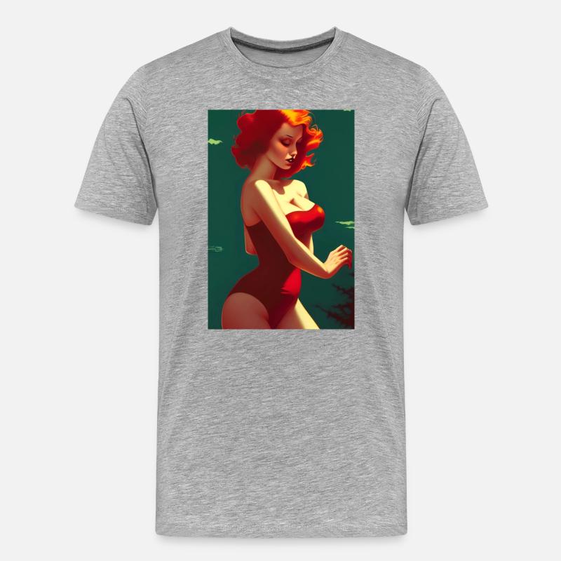 Pin up 1 - Männer Premium Bio T-Shirt - Grau meliert