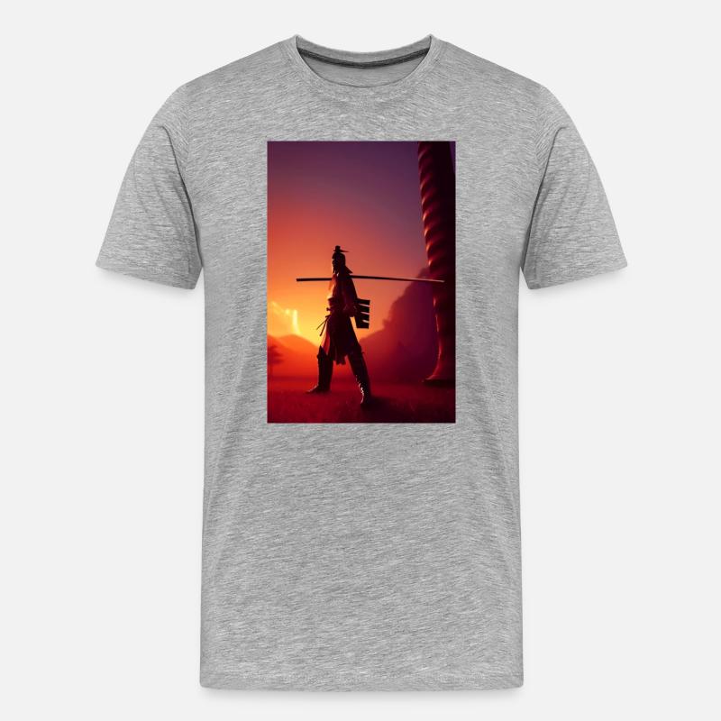 Samurai 2 - Männer Premium Bio T-Shirt - Grau meliert