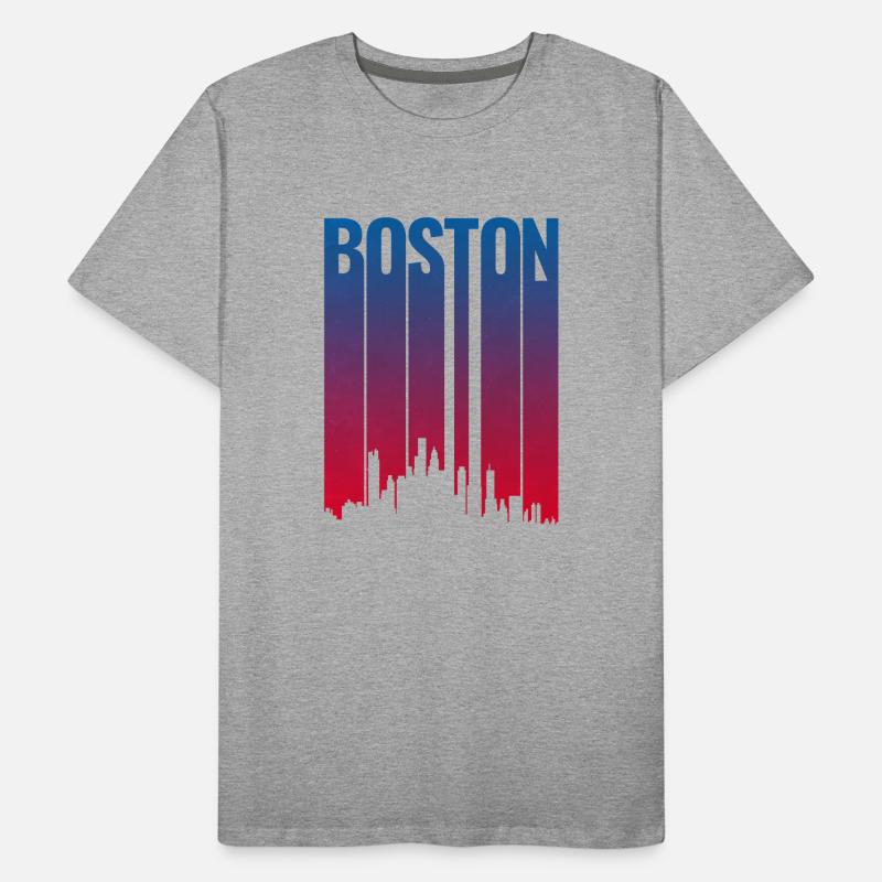 Boston Skyline Gradient Night Männer Premium Bio T-Shirt