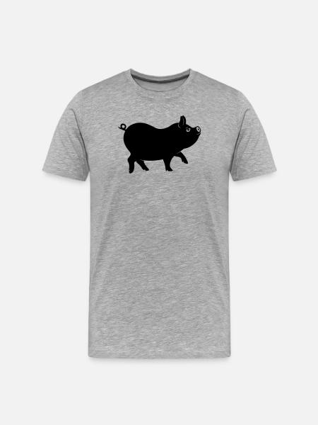 Pig shadow figure with curly tail - Men's Premium Organic T-Shirt - heather grey