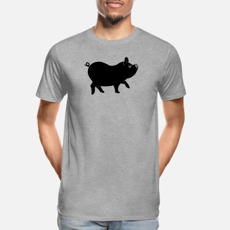 Figure d’ombre de cochon avec queue bouclée T-shirt bio Premium Homme