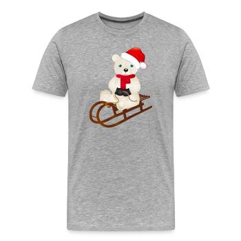 enchanting polar bear while sledging - Men's Premium Organic T-Shirt - heather grey - Front - Damien (186cm)