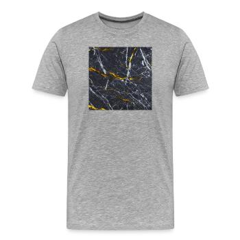 Marmor Schwarz Gold Textur - Männer Premium Bio T-Shirt - Grau meliert - Vorne - Damien (186cm)