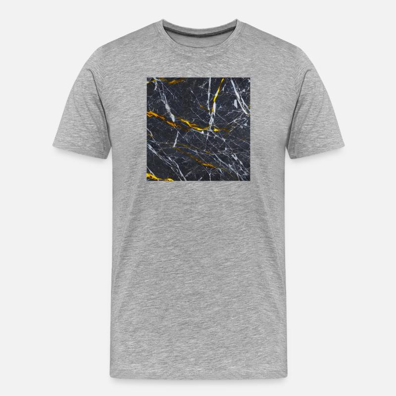 Marmor Schwarz Gold Textur - Männer Premium Bio T-Shirt - Grau meliert