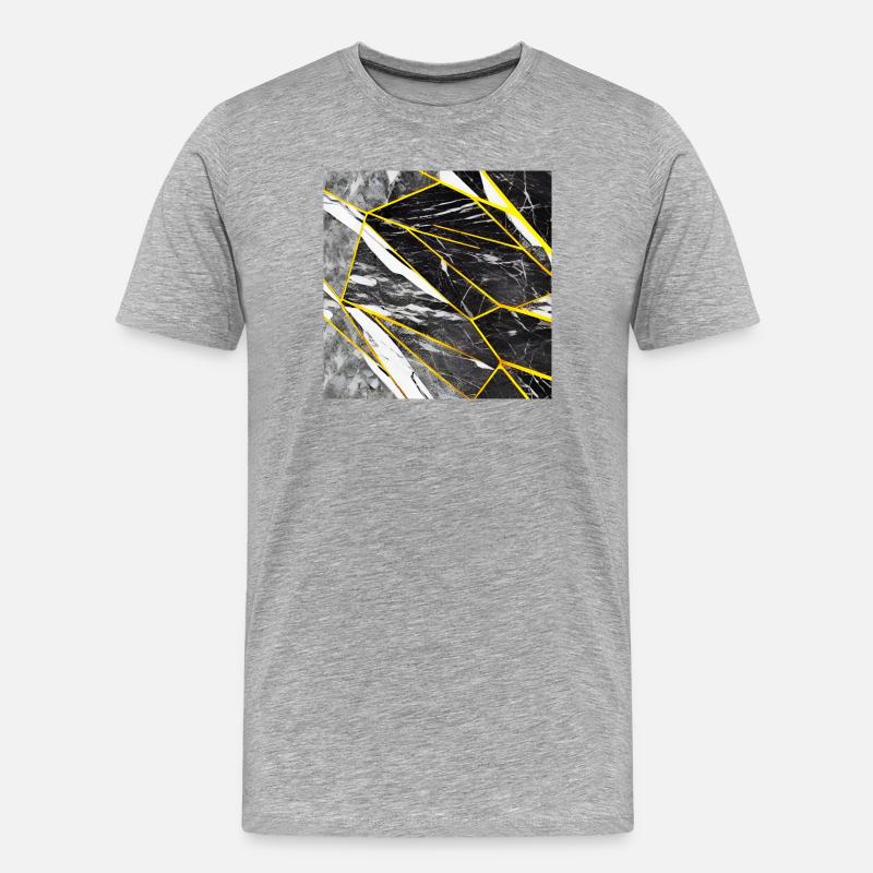 Schwarz Gold Marmorimitat - Männer Premium Bio T-Shirt - Grau meliert
