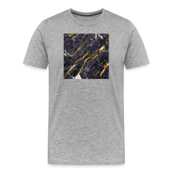 Marmor Schwarz Gold Textur - Männer Premium Bio T-Shirt - Grau meliert - Vorne - Damien (186cm)