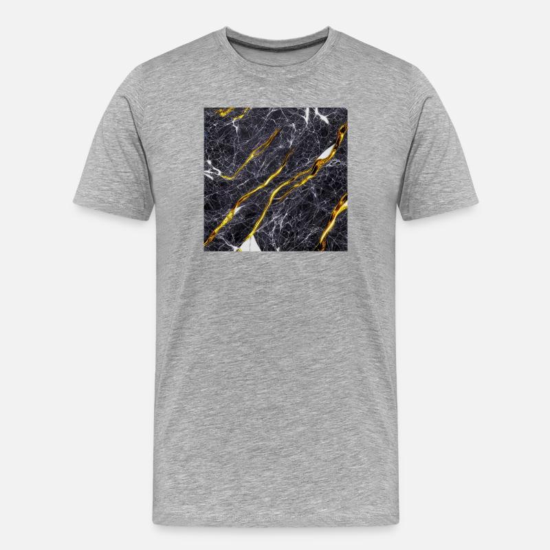 Marbre Texture Or Noir - T-shirt bio Premium Homme - gris chiné