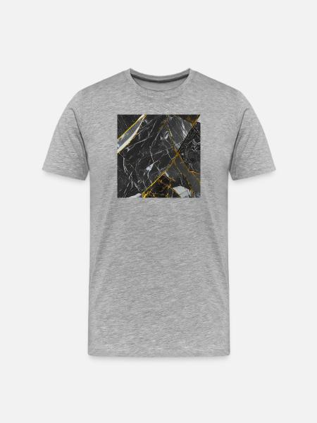 Marble Black Gold Texture - Men's Premium Organic T-Shirt - heather grey