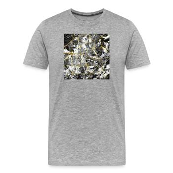 Marmor Schwarz Gold Geometrisches Muster - Männer Premium Bio T-Shirt - Grau meliert - Vorne - Damien (186cm)