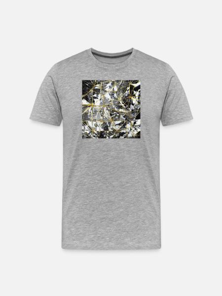 Marble Black Gold Geometric Pattern - Men's Premium Organic T-Shirt - heather grey