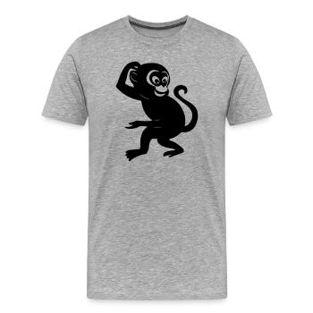 Figure d’ombre de singe - T-shirt bio Premium Homme - gris chiné - Devant - Damien (186cm)
