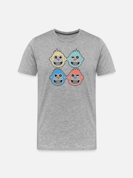 4 happy monkeys - Men's Premium Organic T-Shirt - heather grey