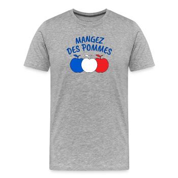 pomme, mangez des pommes - T-shirt bio Premium Homme - gris chiné - Devant - Damien (186cm)