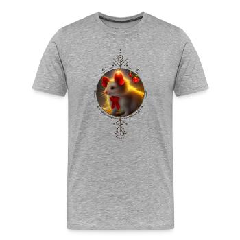 Mignonne petite souris de Noël - T-shirt bio Premium Homme - gris chiné - Devant - Damien (186cm)