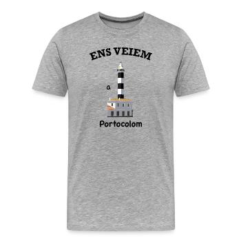Portocolom Mallorca, Katalanisch, Wir sehen uns - Männer Premium Bio T-Shirt - Grau meliert - Vorne - Damien (186cm)