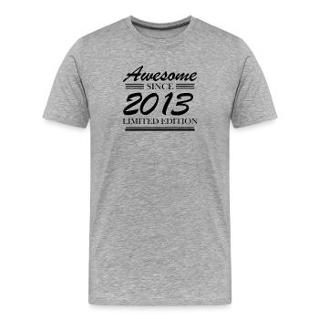 2013 - Jahrgang 2013 - Geburtsjahr 2013 - Männer Premium Bio T-Shirt - Grau meliert - Vorne - Damien (186cm)