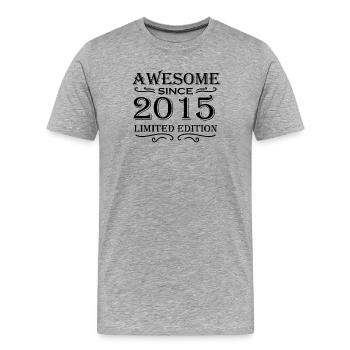 2015 - Jahrgang 2015 - Geburtsjahr 2015 - Männer Premium Bio T-Shirt - Grau meliert - Vorne - Damien (186cm)