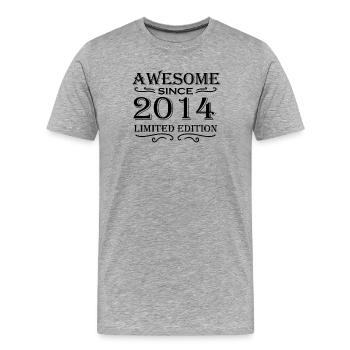 2014 - Jahrgang 2014 - Geburtsjahr 2014 - Männer Premium Bio T-Shirt - Grau meliert - Vorne - Damien (186cm)