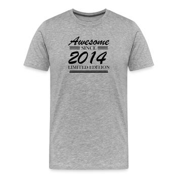 2014 - Jahrgang 2014 - Männer Premium Bio T-Shirt - Grau meliert - Vorne - Damien (186cm)