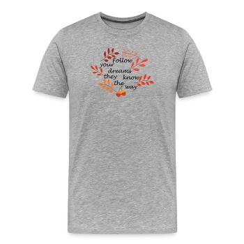 Herbstlaub und Eicheln Muster - Männer Premium Bio T-Shirt - Grau meliert - Vorne - Damien (186cm)