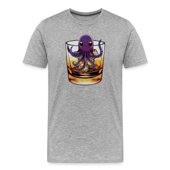 Petit calmar au whisky 🥃 - T-shirt bio Premium Homme - gris chiné - Devant - Damien (186cm)