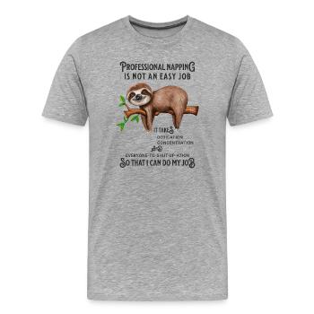 Funny Sloth Sleepyhead Office Life - Men's Premium Organic T-Shirt - heather grey - Front - Damien (186cm)