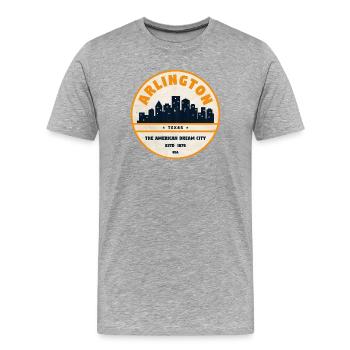 Arlington Skyline Retro Badge - Men's Premium Organic T-Shirt - heather grey - Front - Damien (186cm)