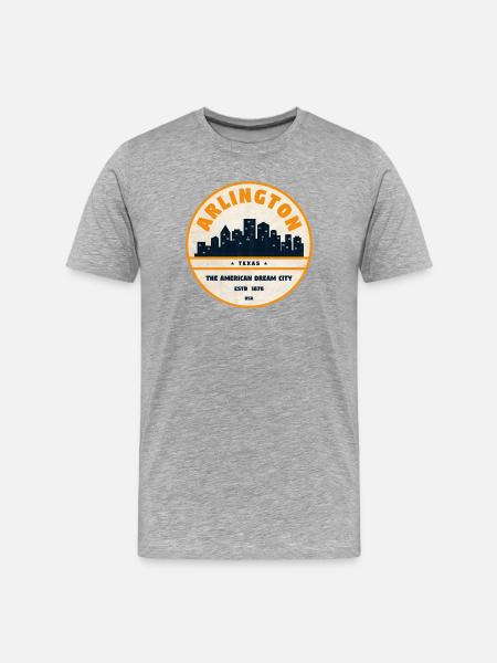 Arlington Skyline Retro Abzeichen - Männer Premium Bio T-Shirt - Grau meliert