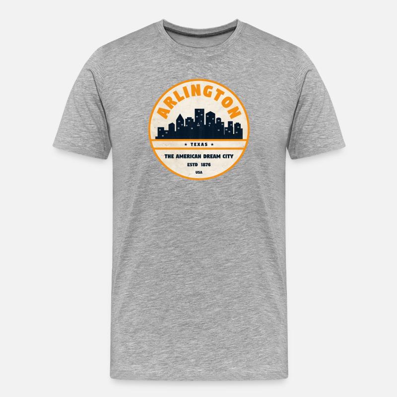 Arlington Skyline Retro Abzeichen - Männer Premium Bio T-Shirt - Grau meliert