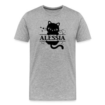 Katzen-T-Shirt Alessia T-Shirt Geschenkidee - Männer Premium Bio T-Shirt - Grau meliert - Vorne - Damien (186cm)