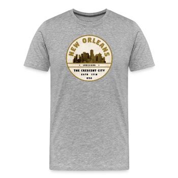 Badge vintage de la Skyline de la Nouvelle-Orléans - T-shirt bio Premium Homme - gris chiné - Devant - Damien (186cm)