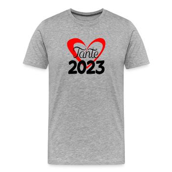 Tante 2023 - Tante werden - Tante Geschenk - Männer Premium Bio T-Shirt - Grau meliert - Vorne - Damien (186cm)