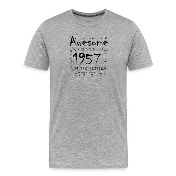 1957 - Jahrgang 1957 - Fantastisch seit 1957 - Männer Premium Bio T-Shirt - Grau meliert - Vorne - Damien (186cm)