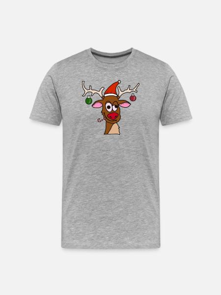Drunk Reindeer - Männer Premium Bio T-Shirt - Grau meliert