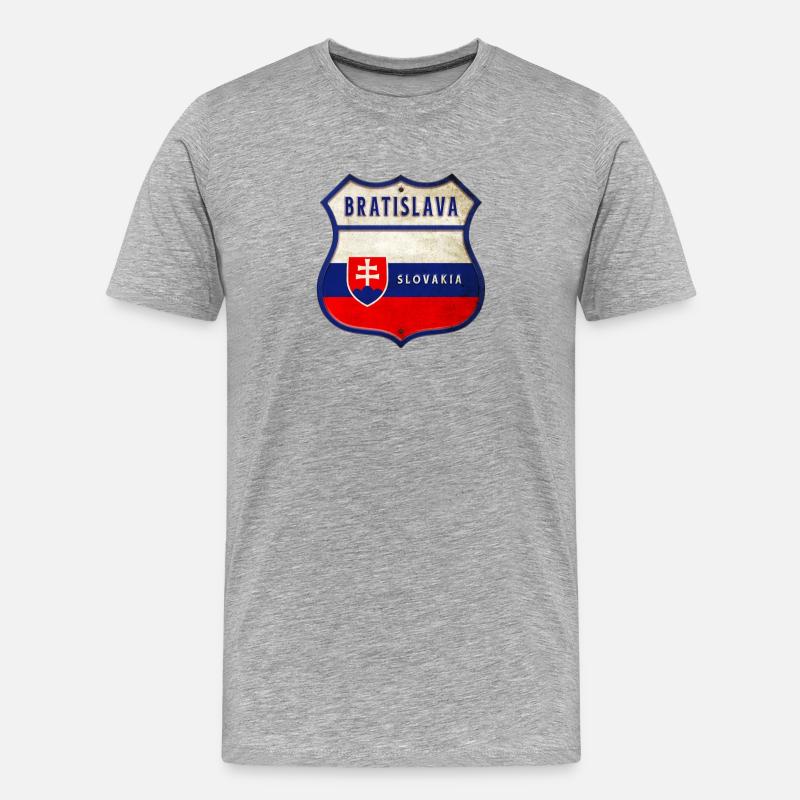 Bratislava Slowakei Wappen Flaggen Design - Männer Premium Bio T-Shirt - Grau meliert