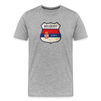 Conception du drapeau des armoiries de Belgrade, - T-shirt bio Premium Homme - gris chiné - Devant - Damien (186cm)