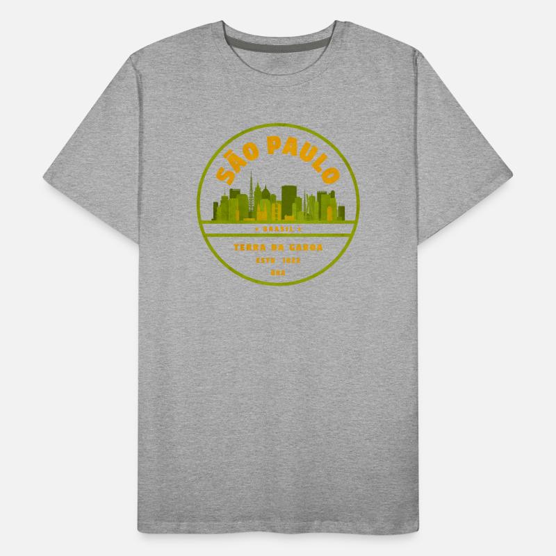 Sceau Sceau Vert de la Skyline de São Paulo T-shirt bio Premium Homme