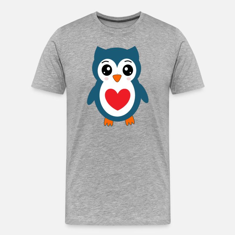 Eule blaue Eule  - Männer Premium Bio T-Shirt - Grau meliert