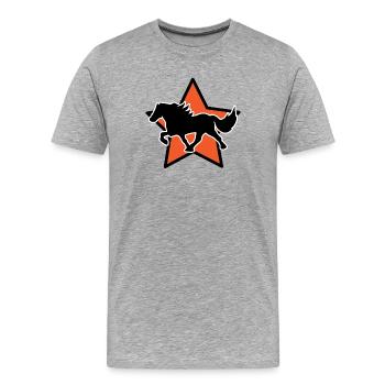 Hengst Galopp Islandpferde Cool Pferdenarr - Männer Premium Bio T-Shirt - Grau meliert - Vorne - Damien (186cm)