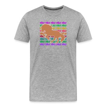 Les chevaux Tölt disent que les chevaux islandais aiment Ross - T-shirt bio Premium Homme - gris chiné - Devant - Damien (186cm)