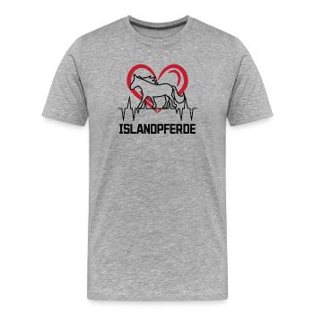 Pferdeliebe Herz Islandpferde Pferde Hengst - Männer Premium Bio T-Shirt - Grau meliert - Vorne - Damien (186cm)