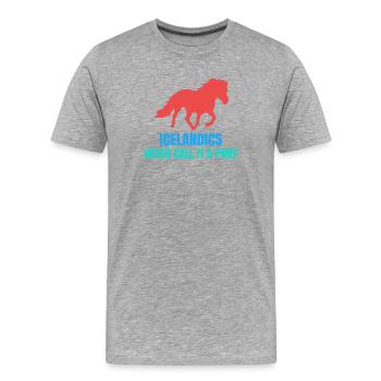 Islandpferde Pony Statement Isländer Pferdenarr - Männer Premium Bio T-Shirt - Grau meliert - Vorne - Damien (186cm)