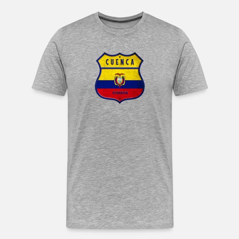 Cuenca Drapeaux de l'Equateur - T-shirt bio Premium Homme - gris chiné