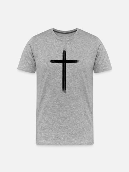 Jesus Christ Cross Gift - Men's Premium Organic T-Shirt - heather grey