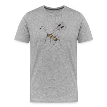 Dessin de minuscule mouche - T-shirt bio Premium Homme - gris chiné - Devant - Damien (186cm)