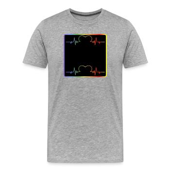 NAMENSSCHILD - SELBST GESTALTEN - REGENBOGENFARBEN - Männer Premium Bio T-Shirt - Grau meliert - Vorne - Damien (186cm)