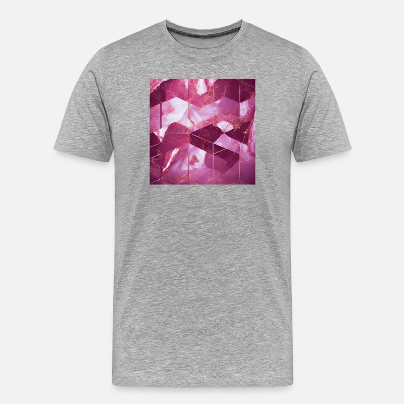 Rosarot Gold Marmor Textur Geometrisch - Männer Premium Bio T-Shirt - Grau meliert