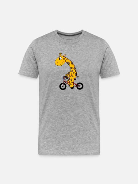 Girafe à vélo - T-shirt bio Premium Homme - gris chiné