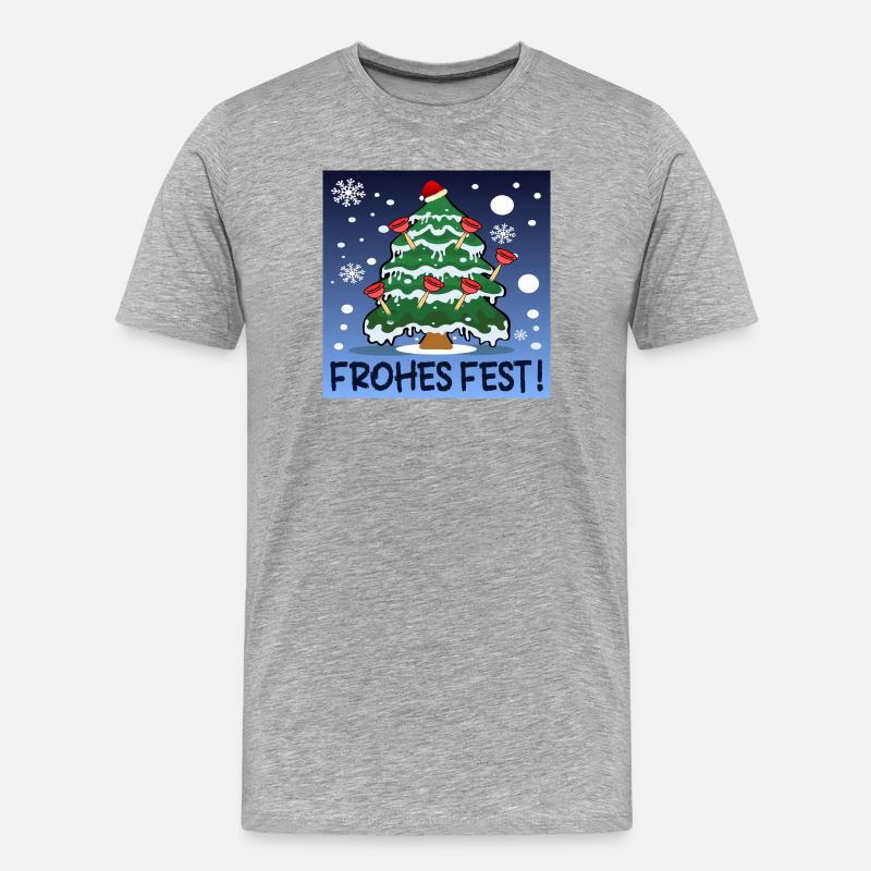 WEIHNACHTSTANNENBAUM ABFLUSSSAUGER KLEMPNER - Männer Premium Bio T-Shirt - Grau meliert