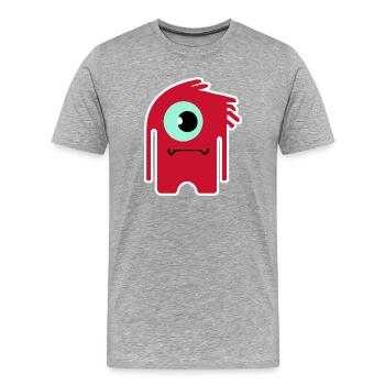 Red Cyclops Monster | Funny Chibi Alien  - Men's Premium Organic T-Shirt - heather grey - Front - Damien (186cm)